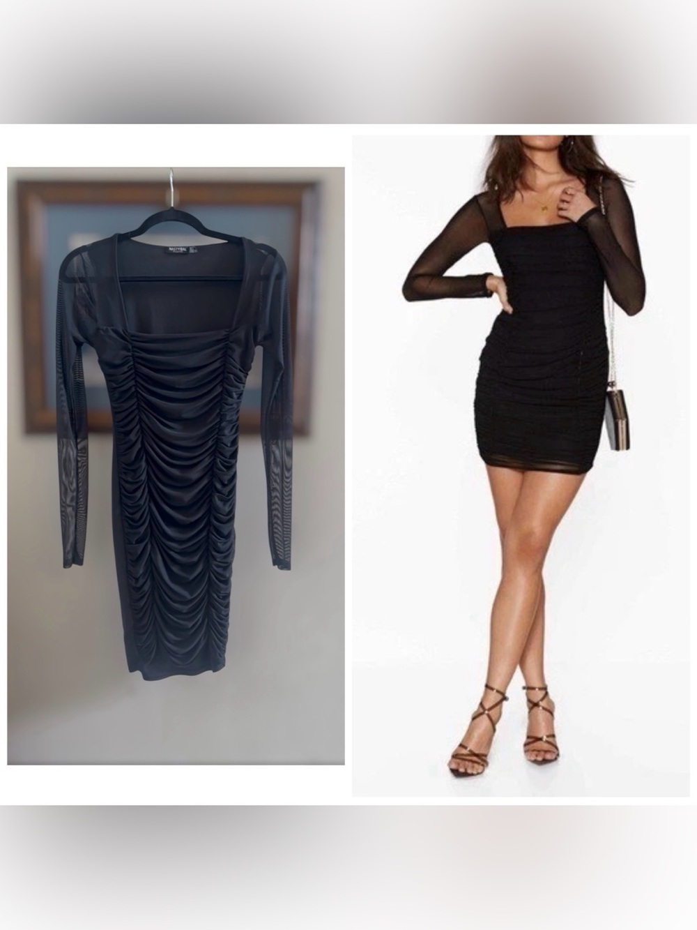 NWOT Nasty Gal Black Mesh Behaviour Bodycon Mini Dress